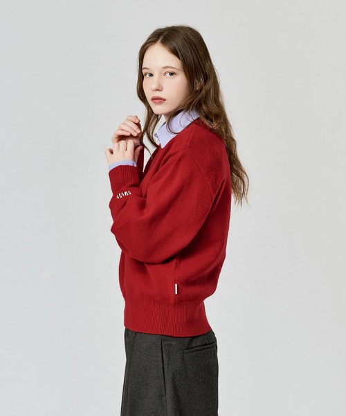 WETTEMPT(ウィテンプト)の「V-NECK WOOL LIKE KNIT / Vネックウールライクニット(ニット/セーター・メンズ・ブラウン/ネイビー/イエロー/ブラック/チャコールグレー/レッド・LARGE/SMALL/MEDIUM)」の12枚目の写真