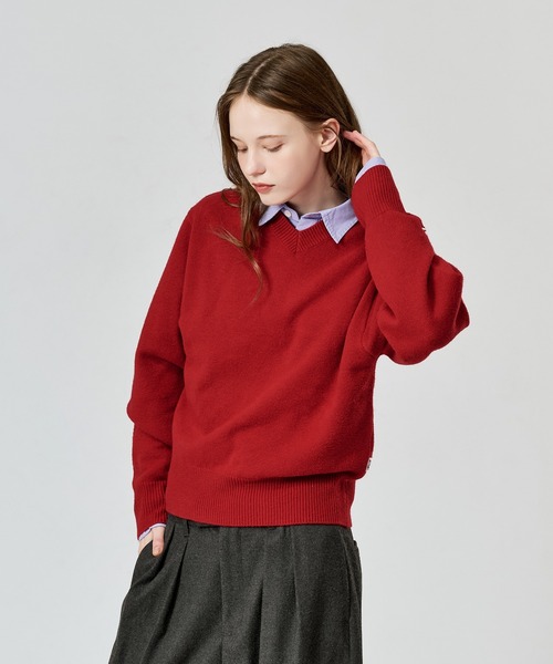 WETTEMPT(ウィテンプト)の「V-NECK WOOL LIKE KNIT / Vネックウールライクニット(ニット/セーター・メンズ・ブラウン/ネイビー/イエロー/ブラック/チャコールグレー/レッド・LARGE/SMALL/MEDIUM)」の13枚目の写真