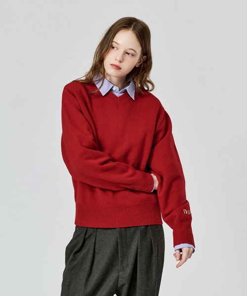 WETTEMPT(ウィテンプト)の「V-NECK WOOL LIKE KNIT / Vネックウールライクニット(ニット/セーター・メンズ・ブラウン/ネイビー/イエロー/ブラック/チャコールグレー/レッド・LARGE/SMALL/MEDIUM)」の14枚目の写真