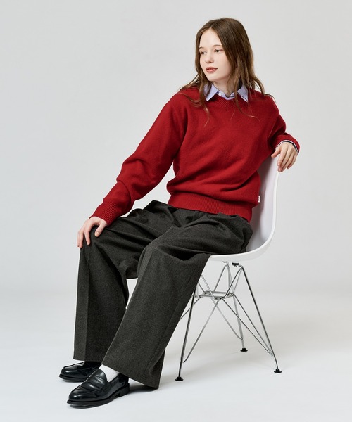 WETTEMPT(ウィテンプト)の「V-NECK WOOL LIKE KNIT / Vネックウールライクニット(ニット/セーター・メンズ・ブラウン/ネイビー/イエロー/ブラック/チャコールグレー/レッド・LARGE/SMALL/MEDIUM)」の22枚目の写真