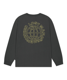 DOODLE GLOBE LONG SLV TEE charcoal