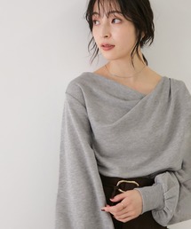 VIS | ワンポイント刺繍入りドレープスウェットプルオーバー(スウェット)