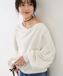 VIS（ビス）の「ワンポイント刺繍入りドレープスウェットプルオーバー（スウェット）」