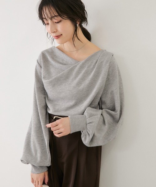 VIS(ビス)の「ワンポイント刺繍入りドレープスウェットプルオーバー(スウェット・レディース・サックスブルー/キナリ/ブラック/ライトグレー・FREE)」の7枚目の写真