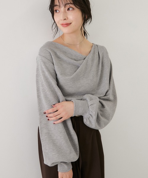 VIS(ビス)の「ワンポイント刺繍入りドレープスウェットプルオーバー(スウェット・レディース・サックスブルー/キナリ/ブラック/ライトグレー・FREE)」の8枚目の写真