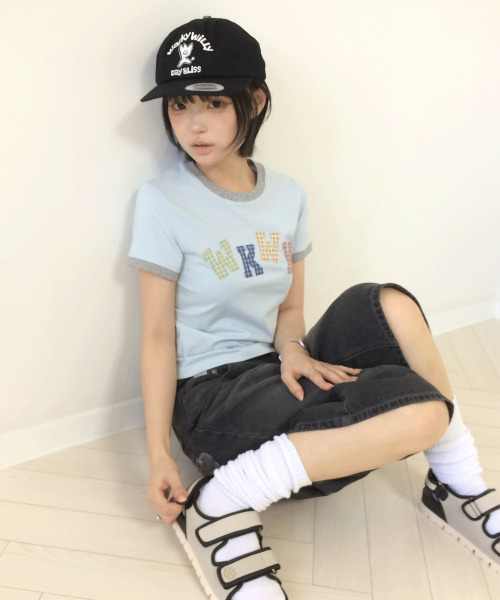 Wacky WiLLy(ワッキーウィリー)の「MUN.S スリム ベビーサークル リンガー 半袖Tシャツ SKYブルー(Tシャツ/カットソー・レディース・その他・SMALL/MEDIUM)」の9枚目の写真