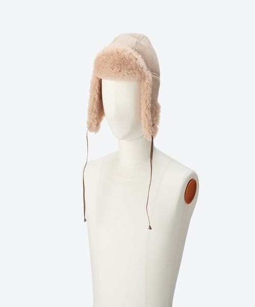 KIJIMA TAKAYUKI（キジマ　タカユキ）の「MOUTON AVIATOR CAP (SUEDE)（キャップ・レディース・ベージュ・FREE）」の2枚目の写真