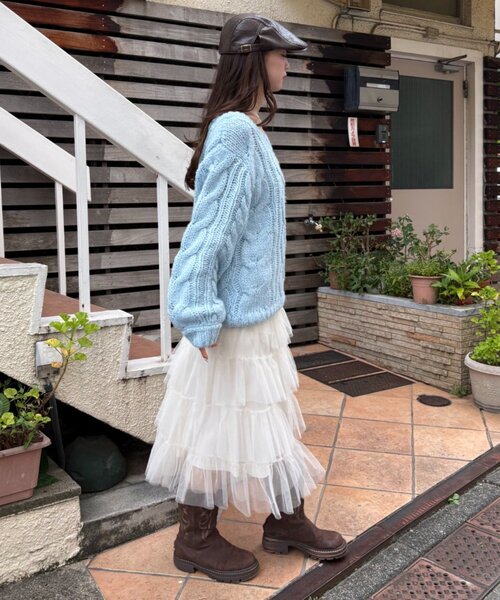 w closet（ダブルクローゼット）の「オーバーケーブルニット（ニット/セーター・レディース・ミント/グレー/サックスブルー/アイボリー・FREE）」の12枚目の写真