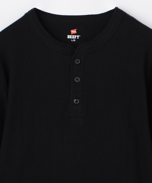 HANES（ヘインズ）の「限定展開 Hanes/ヘインズ BEEFY サーマルヘンリーネックロングスリーブ / HM4-S104（Tシャツ/カットソー・メンズ・ホワイト/グレー/ブラック・X-LARGE/SMALL/LARGE/MEDIUM）」の5枚目の写真