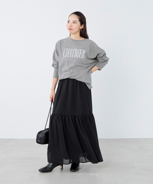 MICA&DEAL(マイカ&ディール)の「"CHATRIER"ロゴプリントロングTシャツ(Tシャツ/カットソー・レディース・オフホワイト/グレー/ライトブルー・FREE)」の9枚目の写真