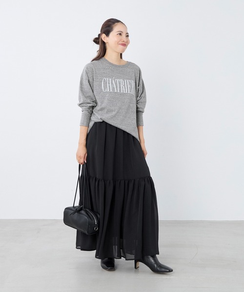 MICA&DEAL(マイカ&ディール)の「"CHATRIER"ロゴプリントロングTシャツ(Tシャツ/カットソー・レディース・オフホワイト/グレー/ライトブルー・FREE)」の10枚目の写真