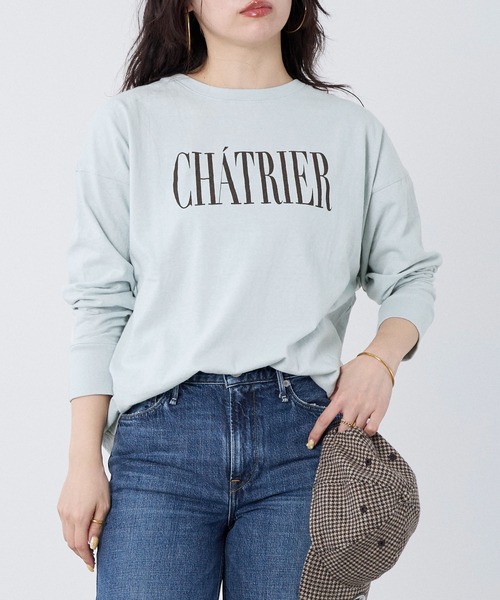 MICA&DEAL(マイカ&ディール)の「"CHATRIER"ロゴプリントロングTシャツ(Tシャツ/カットソー・レディース・オフホワイト/グレー/ライトブルー・FREE)」の14枚目の写真