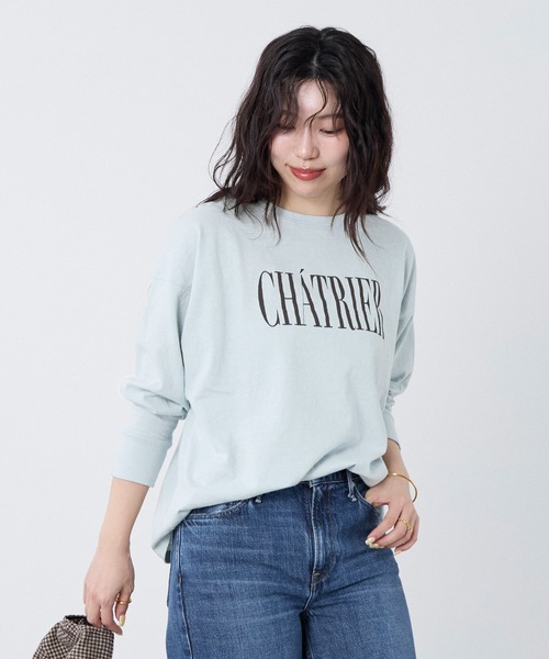 MICA&DEAL(マイカ&ディール)の「"CHATRIER"ロゴプリントロングTシャツ(Tシャツ/カットソー・レディース・オフホワイト/グレー/ライトブルー・FREE)」の15枚目の写真