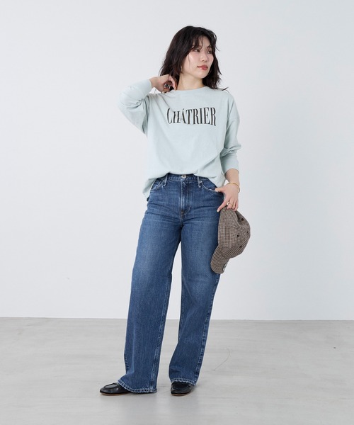 MICA&DEAL(マイカ&ディール)の「"CHATRIER"ロゴプリントロングTシャツ(Tシャツ/カットソー・レディース・オフホワイト/グレー/ライトブルー・FREE)」の18枚目の写真