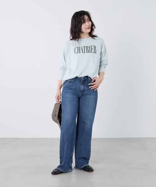MICA&DEAL(マイカ&ディール)の「"CHATRIER"ロゴプリントロングTシャツ(Tシャツ/カットソー・レディース・オフホワイト/グレー/ライトブルー・FREE)」の19枚目の写真