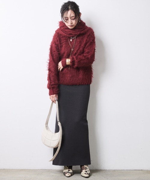 CHIC STYLE（シックスタイル）の「フード付クルーネックニット＜大きいサイズ有＞シックスタイル（ニット/セーター・レディース・ワイン/チャコール/アイボリー・5L/4L/3L/LL/L/M）」の18枚目の写真