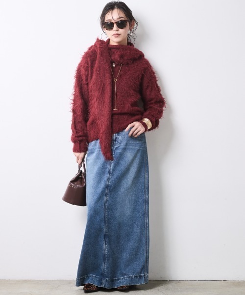 CHIC STYLE（シックスタイル）の「フード付クルーネックニット＜大きいサイズ有＞シックスタイル（ニット/セーター・レディース・ワイン/チャコール/アイボリー・5L/4L/3L/LL/L/M）」の19枚目の写真