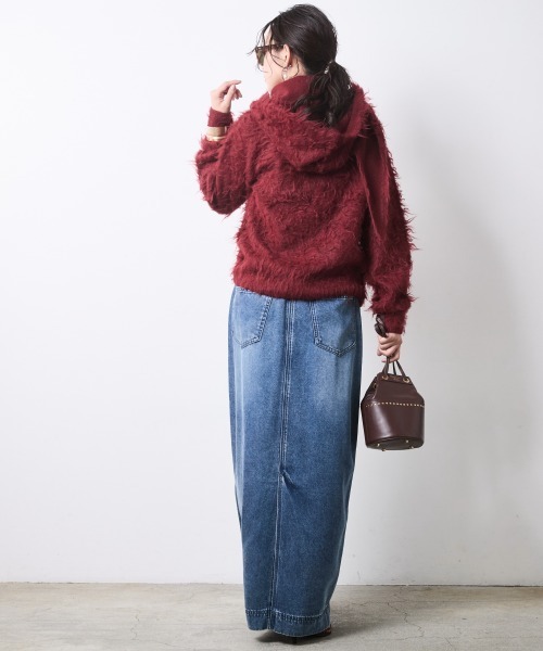 CHIC STYLE（シックスタイル）の「フード付クルーネックニット＜大きいサイズ有＞シックスタイル（ニット/セーター・レディース・ワイン/チャコール/アイボリー・5L/4L/3L/LL/L/M）」の21枚目の写真