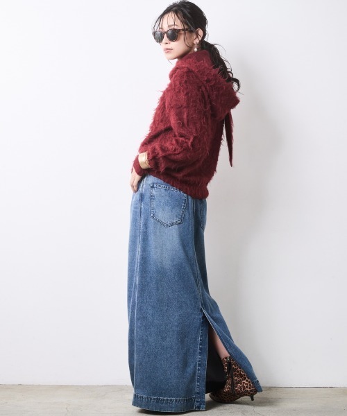 CHIC STYLE（シックスタイル）の「フード付クルーネックニット＜大きいサイズ有＞シックスタイル（ニット/セーター・レディース・ワイン/チャコール/アイボリー・5L/4L/3L/LL/L/M）」の22枚目の写真