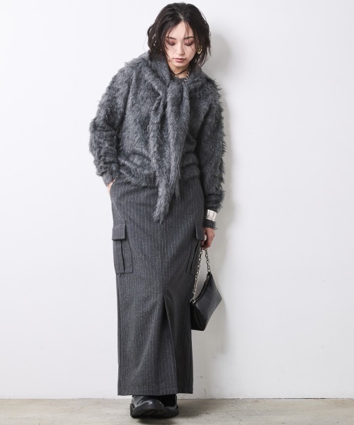 CHIC STYLE（シックスタイル）の「フード付クルーネックニット＜大きいサイズ有＞シックスタイル（ニット/セーター・レディース・ワイン/チャコール/アイボリー・5L/4L/3L/LL/L/M）」の8枚目の写真