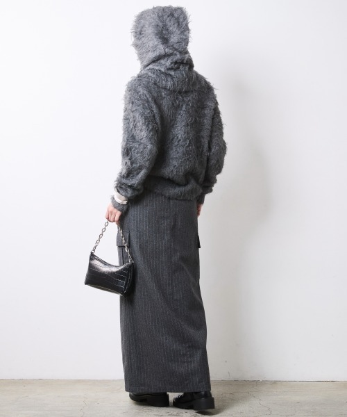CHIC STYLE（シックスタイル）の「フード付クルーネックニット＜大きいサイズ有＞シックスタイル（ニット/セーター・レディース・ワイン/チャコール/アイボリー・5L/4L/3L/LL/L/M）」の10枚目の写真