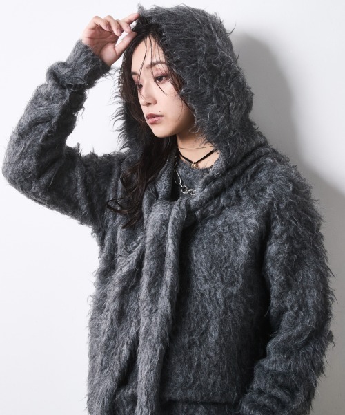 CHIC STYLE（シックスタイル）の「フード付クルーネックニット＜大きいサイズ有＞シックスタイル（ニット/セーター・レディース・ワイン/チャコール/アイボリー・5L/4L/3L/LL/L/M）」の13枚目の写真