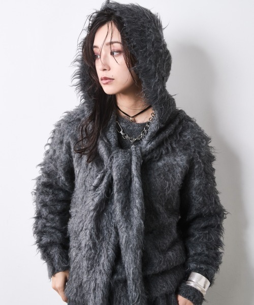 CHIC STYLE（シックスタイル）の「フード付クルーネックニット＜大きいサイズ有＞シックスタイル（ニット/セーター・レディース・ワイン/チャコール/アイボリー・5L/4L/3L/LL/L/M）」の15枚目の写真