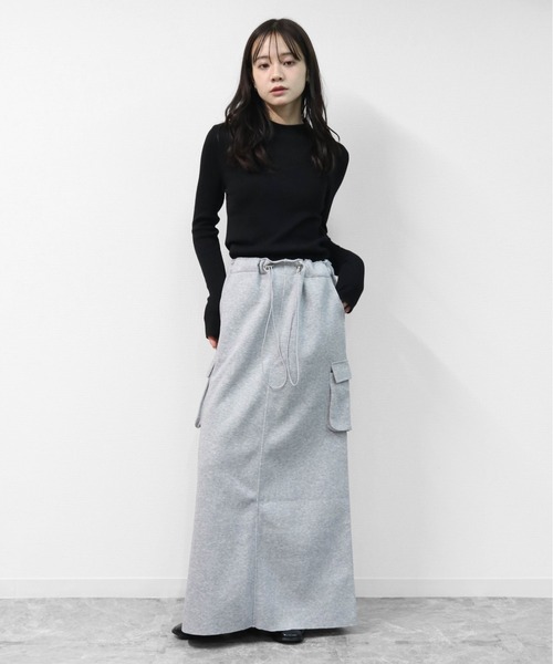 THE CELL.(ザセルドット)の「スウェットライク ロングカーゴスカート SWEAT-LIKE CARGO LONG SKIRT(スカート・レディース・ブラック/杢グレー・FREE)」の14枚目の写真
