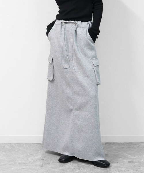 THE CELL.(ザセルドット)の「スウェットライク ロングカーゴスカート SWEAT-LIKE CARGO LONG SKIRT(スカート・レディース・ブラック/杢グレー・FREE)」の10枚目の写真