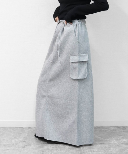 THE CELL.(ザセルドット)の「スウェットライク ロングカーゴスカート SWEAT-LIKE CARGO LONG SKIRT(スカート・レディース・ブラック/杢グレー・FREE)」の11枚目の写真