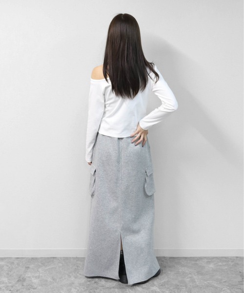THE CELL.(ザセルドット)の「スウェットライク ロングカーゴスカート SWEAT-LIKE CARGO LONG SKIRT(スカート・レディース・ブラック/杢グレー・FREE)」の20枚目の写真