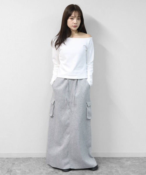 THE CELL.(ザセルドット)の「スウェットライク ロングカーゴスカート SWEAT-LIKE CARGO LONG SKIRT(スカート・レディース・ブラック/杢グレー・FREE)」の18枚目の写真