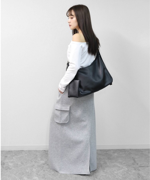 THE CELL.(ザセルドット)の「スウェットライク ロングカーゴスカート SWEAT-LIKE CARGO LONG SKIRT(スカート・レディース・ブラック/杢グレー・FREE)」の22枚目の写真