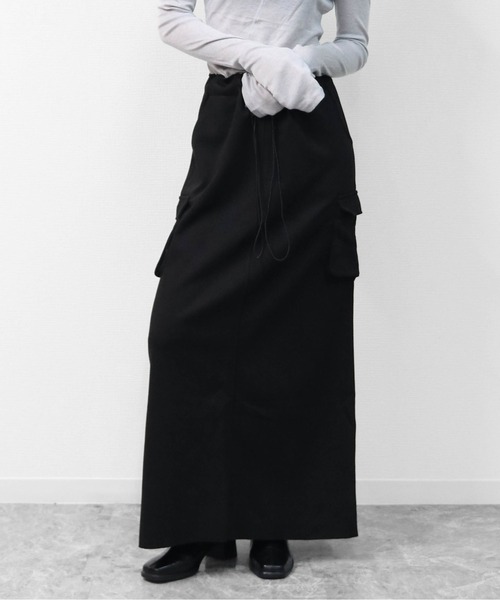 THE CELL.(ザセルドット)の「スウェットライク ロングカーゴスカート SWEAT-LIKE CARGO LONG SKIRT(スカート・レディース・ブラック/杢グレー・FREE)」の3枚目の写真