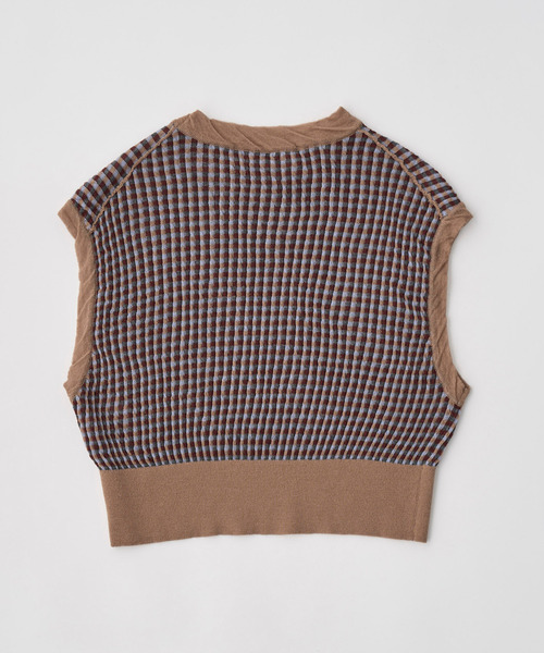 UNFIL(アンフィル)の「UNFIL アンフィル / high twisted wool JQ pattern knit vest ハイツイストウールジャガードパターンニットベスト / WXFL-UW110(ベスト・レディース・ブラウン系その他/チャコールグレー・1)」の8枚目の写真