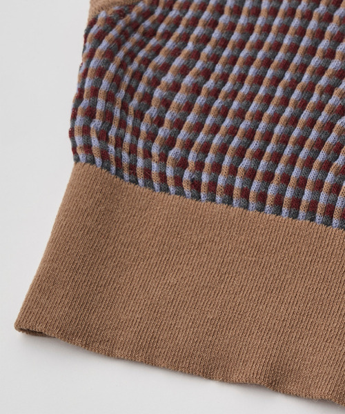 UNFIL(アンフィル)の「UNFIL アンフィル / high twisted wool JQ pattern knit vest ハイツイストウールジャガードパターンニットベスト / WXFL-UW110(ベスト・レディース・ブラウン系その他/チャコールグレー・1)」の10枚目の写真