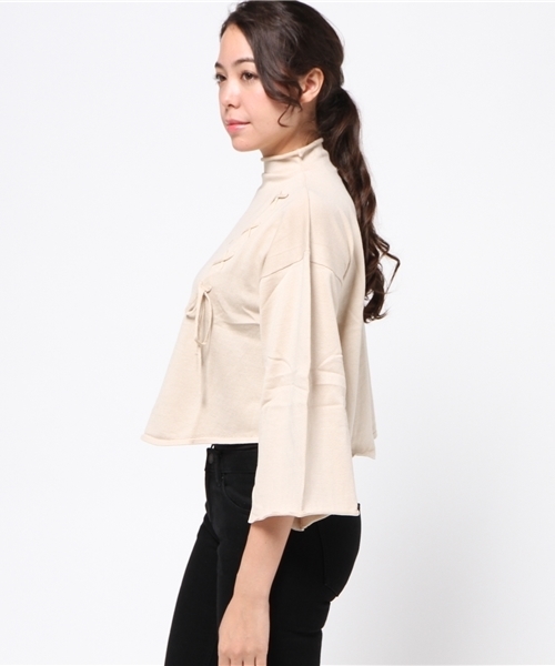 merry jenny（メリージェニー）の「フレアレースアップニット（ニット/セーター・レディース・ピンク/ベージュ/ブラック・FREE）」の5枚目の写真