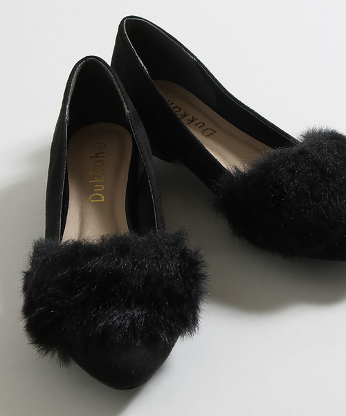 WEGO（ウィゴー）の「WEGO/ファー切替パンプス（パンプス・レディース・ブラック/グレー/ベージュ・MEDIUM/LARGE）」の2枚目の写真