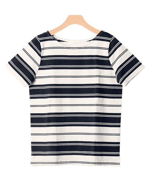 Pierrot（ピエロ）の「選べる地厚綿100％Tシャツ 3type（Tシャツ/カットソー・レディース・ホワイト系その他/ホワイト系その他5/ホワイト系その他6/ホワイト系その他3/ホワイト系その他4/ホワイト×グレー/ホワイト系その他2/ホワイト×ネイビー/ネイビー/ホワイト×レッド/ブルー系その他/カーキ/オフホワイト/ベージュ系その他/ベージュ系その他2・L/M/LL）」の9枚目の写真