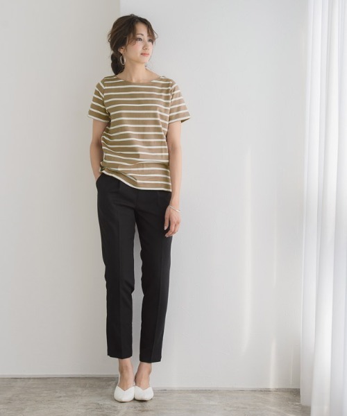 Pierrot（ピエロ）の「選べる地厚綿100％Tシャツ 3type（Tシャツ/カットソー・レディース・ホワイト系その他/ホワイト系その他5/ホワイト系その他6/ホワイト系その他3/ホワイト系その他4/ホワイト×グレー/ホワイト系その他2/ホワイト×ネイビー/ネイビー/ホワイト×レッド/ブルー系その他/カーキ/オフホワイト/ベージュ系その他/ベージュ系その他2・L/M/LL）」の21枚目の写真