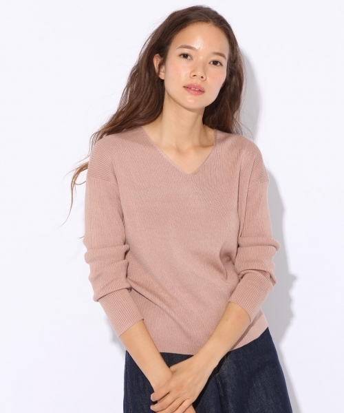 niko and...（ニコアンド）の「ビスナイロンVリブプルオーバー【niko and ...】（ニット/セーター・レディース・パープル/ベージュ/チャコール/ピンク・MEDIUM/LARGE）」の4枚目の写真