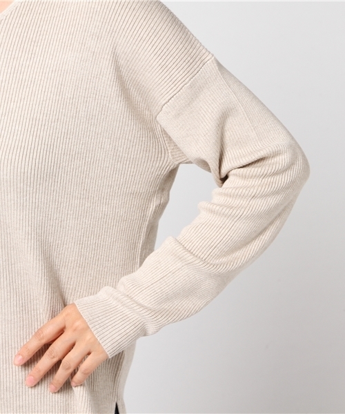 niko and...（ニコアンド）の「ビスナイロンVリブプルオーバー【niko and ...】（ニット/セーター・レディース・パープル/ベージュ/チャコール/ピンク・MEDIUM/LARGE）」の8枚目の写真