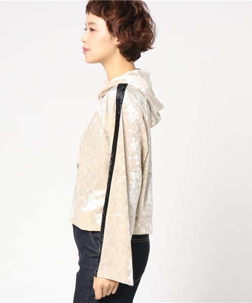 WEGO（ウィゴー）の「WEGO/クラッシュベロアラインパーカー（パーカー・レディース・アイボリー/ブラック・FREE）」の11枚目の写真