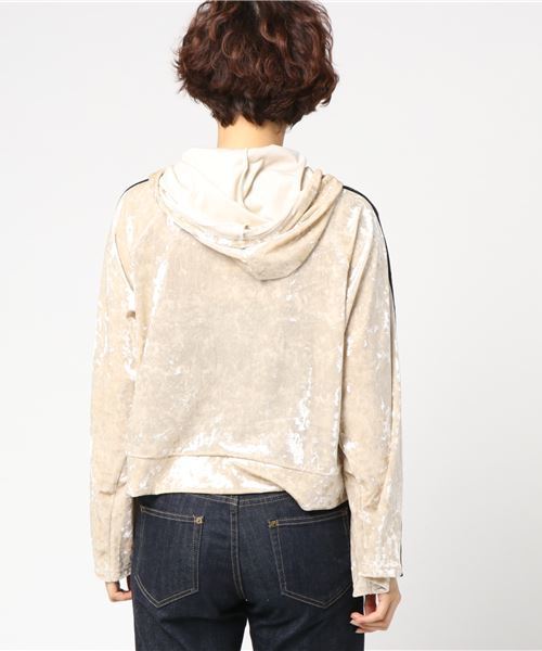 WEGO（ウィゴー）の「WEGO/クラッシュベロアラインパーカー（パーカー・レディース・アイボリー/ブラック・FREE）」の6枚目の写真