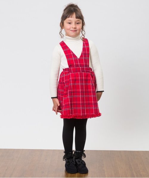 apres les cours(アプレレクール)の「おめかしジャンパースカート(ワンピース・キッズ・レッド/ブラック・100/120/80/90/140/110/130)」の3枚目の写真
