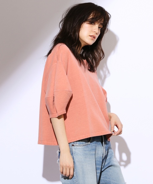 CIAOPANIC(チャオパニック)の「製品染めバルーンスリーブTシャツ(Tシャツ/カットソー・レディース・ピンク/アイボリー/マスタード/スミクロ・FREE)」の1枚目の写真