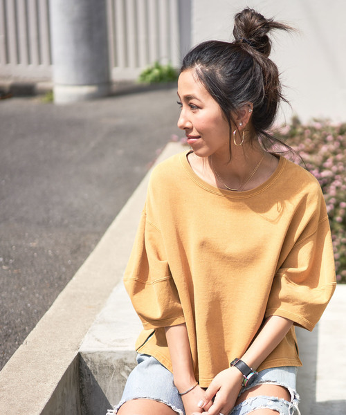 CIAOPANIC(チャオパニック)の「製品染めバルーンスリーブTシャツ(Tシャツ/カットソー・レディース・ピンク/アイボリー/マスタード/スミクロ・FREE)」の4枚目の写真