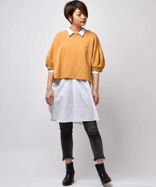 CIAOPANIC(チャオパニック)の「製品染めバルーンスリーブTシャツ(Tシャツ/カットソー・レディース・ピンク/アイボリー/マスタード/スミクロ・FREE)」の5枚目の写真