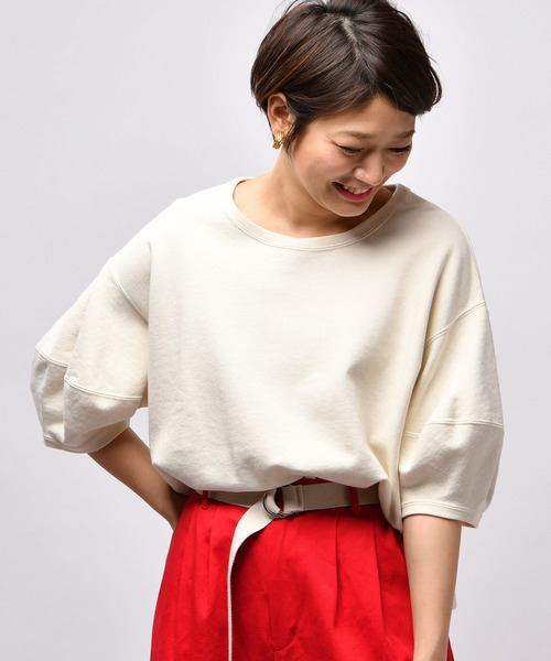 CIAOPANIC(チャオパニック)の「製品染めバルーンスリーブTシャツ(Tシャツ/カットソー・レディース・ピンク/アイボリー/マスタード/スミクロ・FREE)」の6枚目の写真