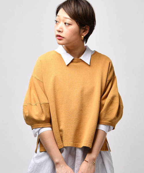 CIAOPANIC(チャオパニック)の「製品染めバルーンスリーブTシャツ(Tシャツ/カットソー・レディース・ピンク/アイボリー/マスタード/スミクロ・FREE)」の7枚目の写真